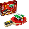Sports building blocks set with color box featuring red and beige plastic ping pong table with green surface and yellow ball