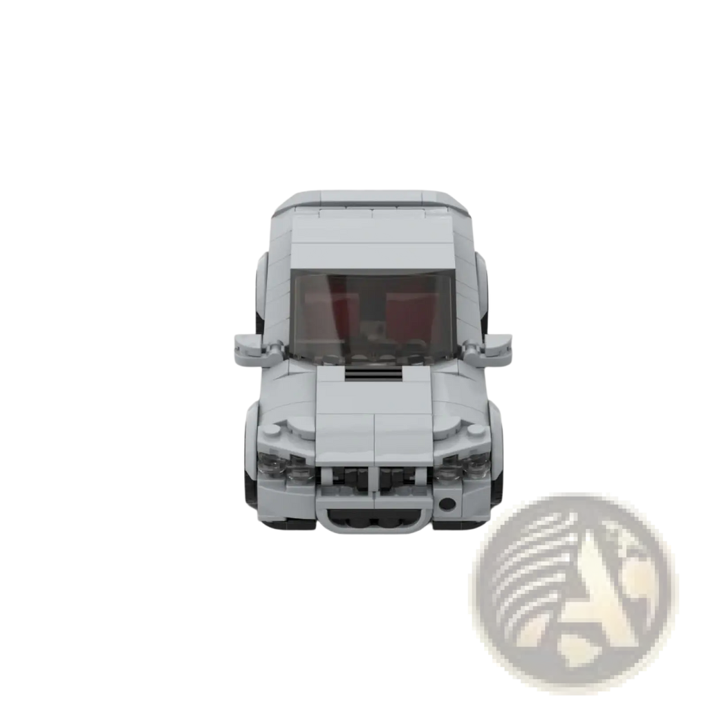 White lego-built sports car with red interior and black tires from the Sports Car Building Blocks 342pcs City Racing Kit