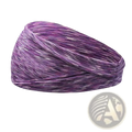 A dark purple marbled moisture wicking sports headband with a twisted design for athletic use