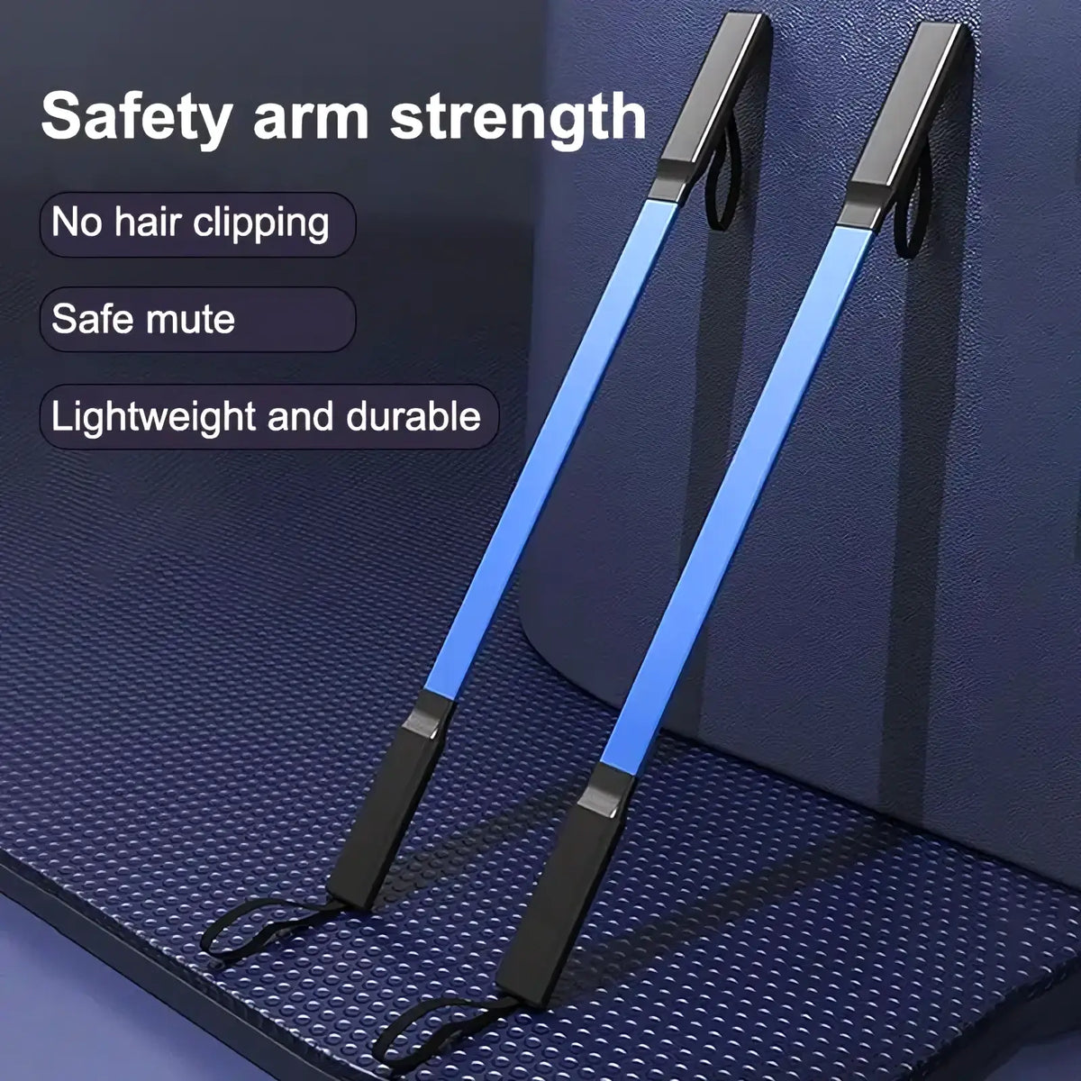 Spring arm exerciser in blue and black with a sleek lightweight design for upper body strength training