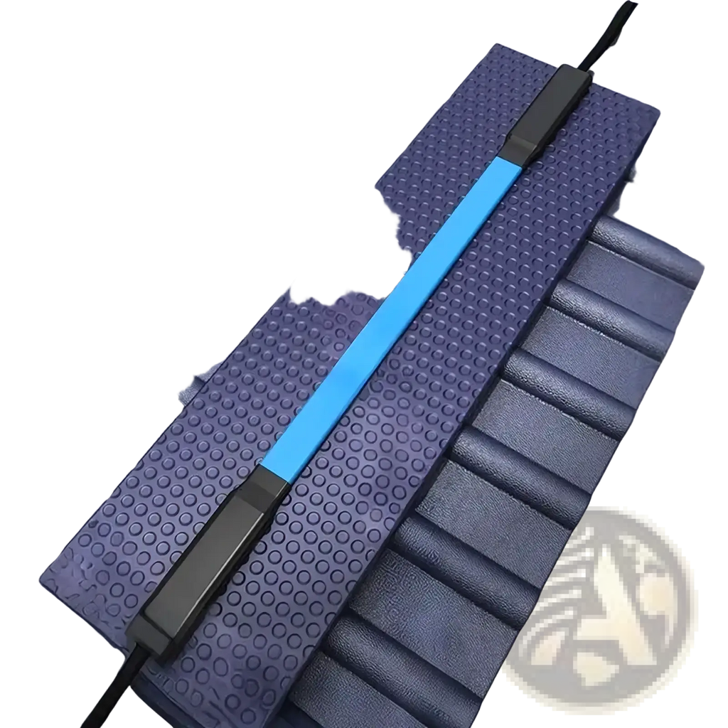 Blue and black silent spring arm exerciser with textured grip surface for upper body strength training