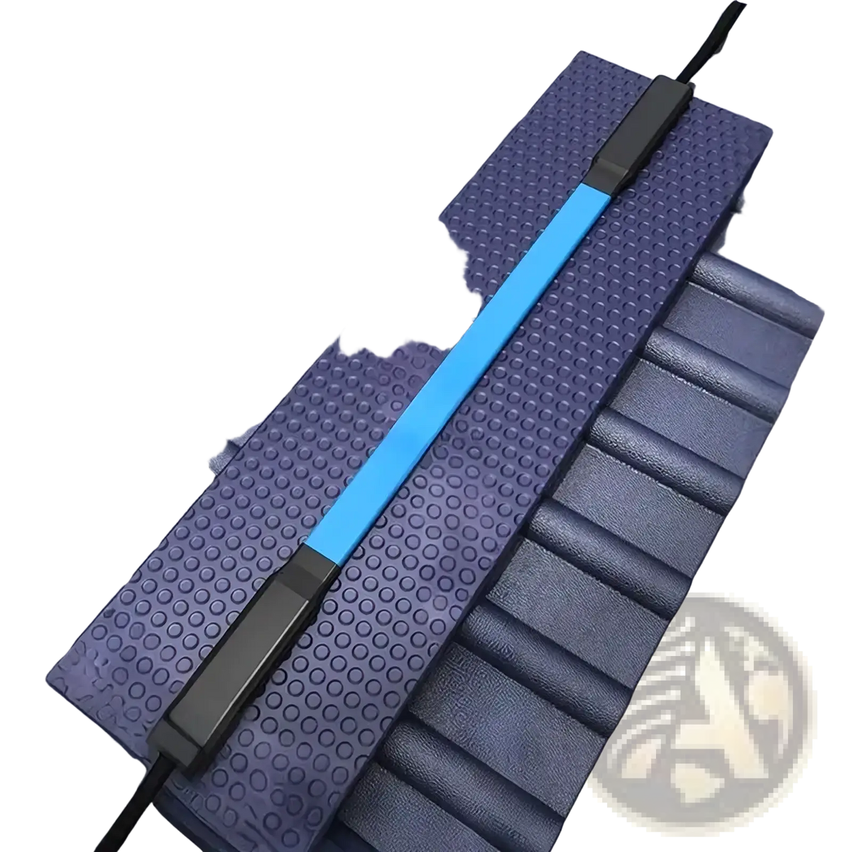 Blue and black silent spring arm exerciser with textured grip surface for upper body strength training