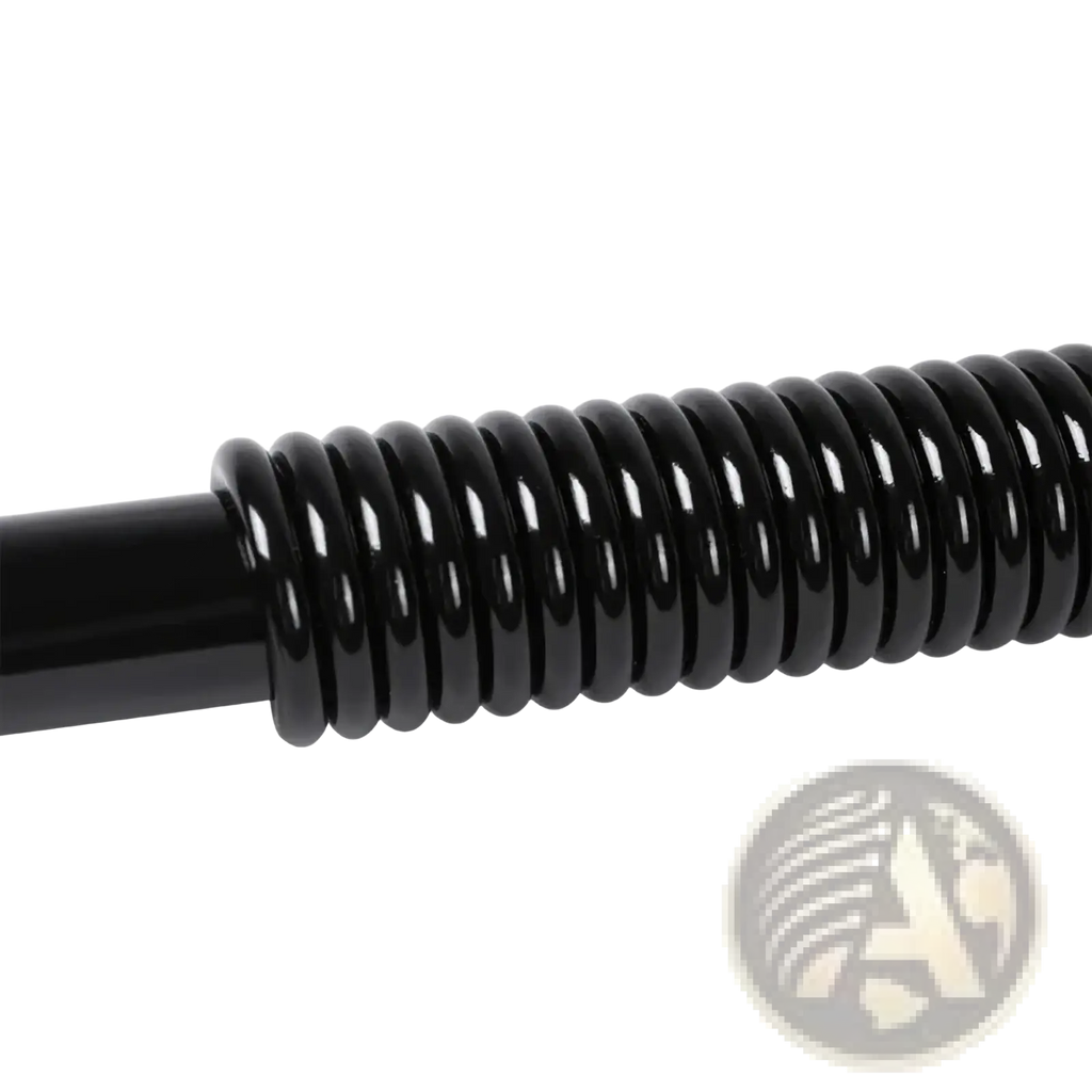 Black coiled spring with a smooth glossy finish for spring chest and arm exerciser fitness bar durability and flexibility