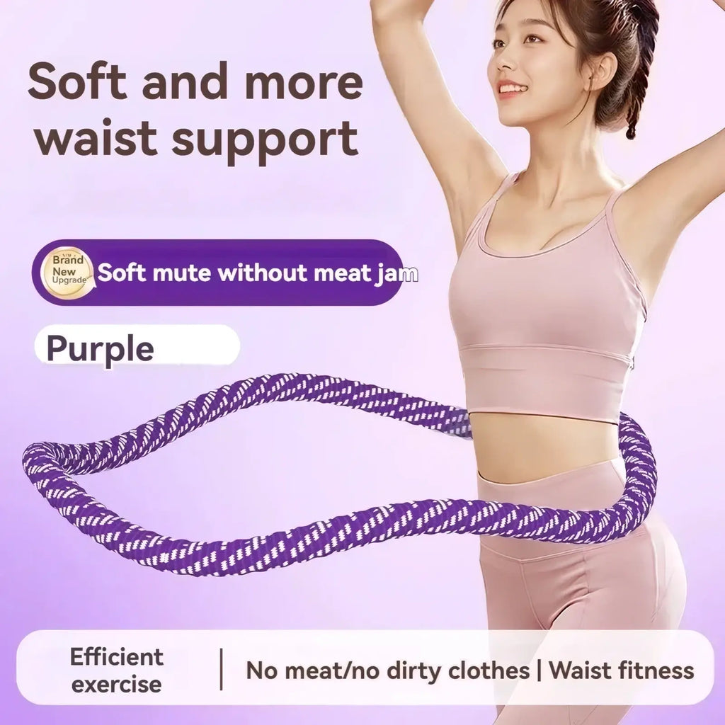 Spring weighted hula hoop for waist workout in purple with a braided textured design