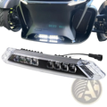 Clear plastic led auxiliary driving light bar with black internal housing and multiple bulbs for Can-am Spyder Rt 2020-2022