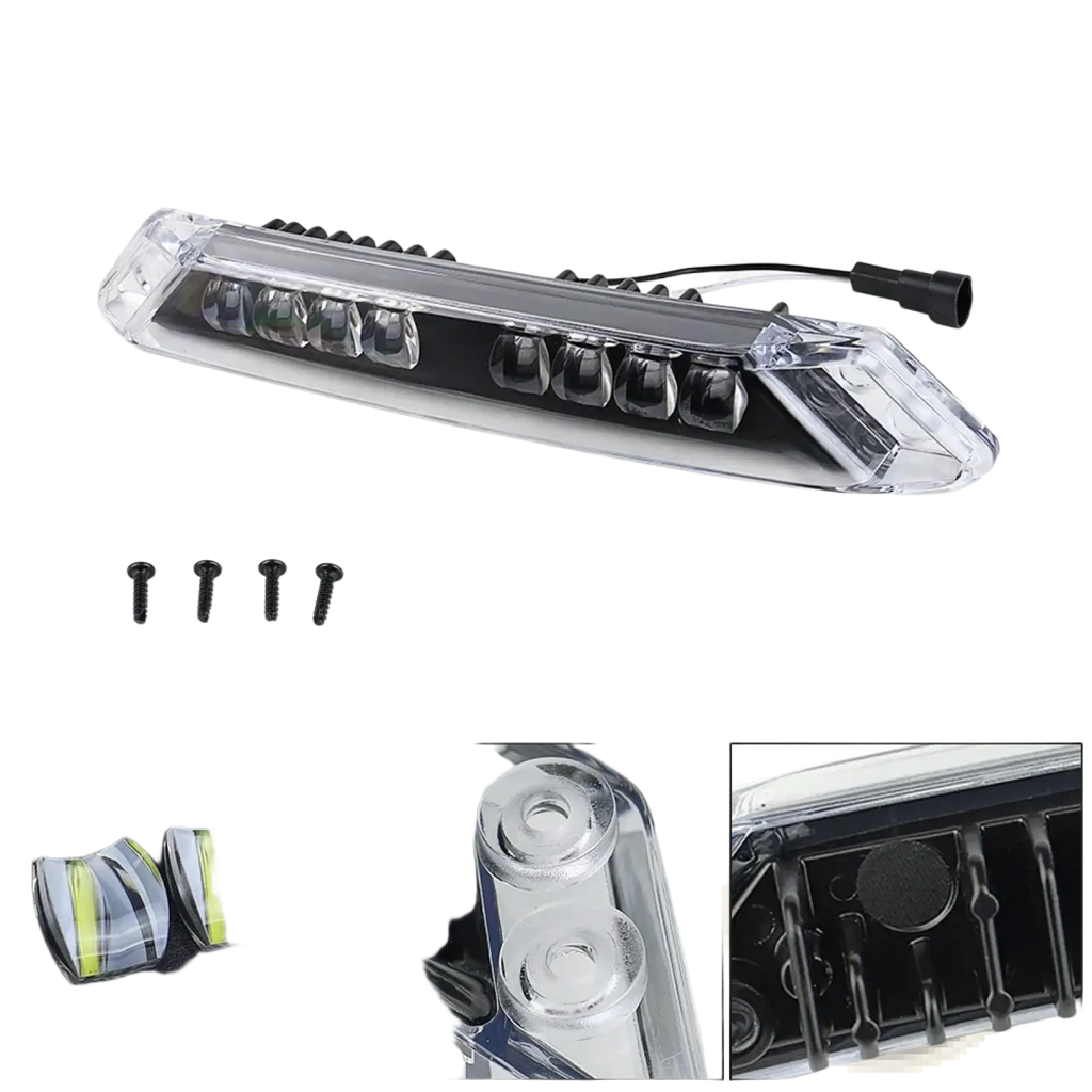 Clear plastic Can-am Spyder RT led auxiliary driving light bar with black internal components and connector 2020-2022