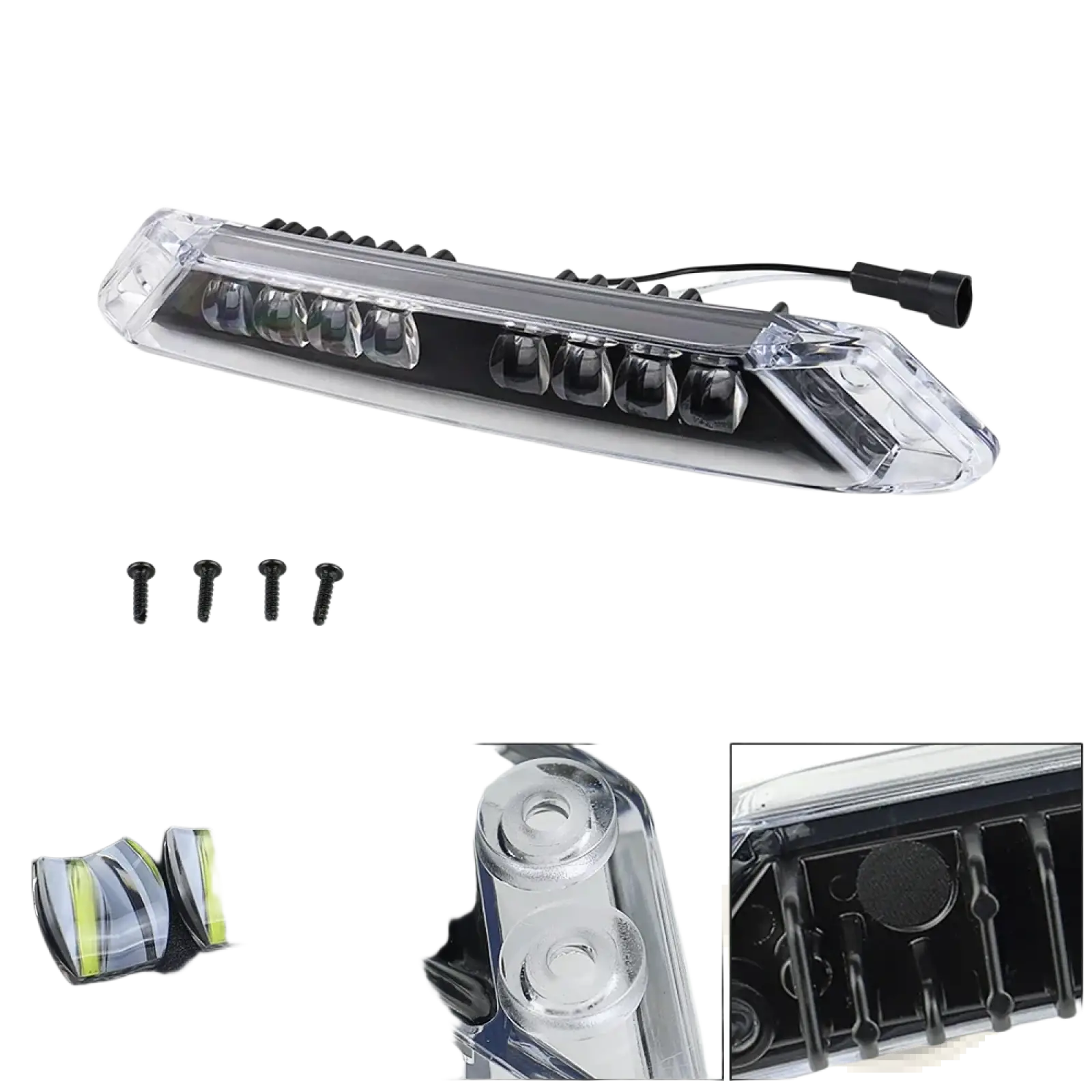 Clear plastic Can-am Spyder RT led auxiliary driving light bar with black internal components and connector 2020-2022