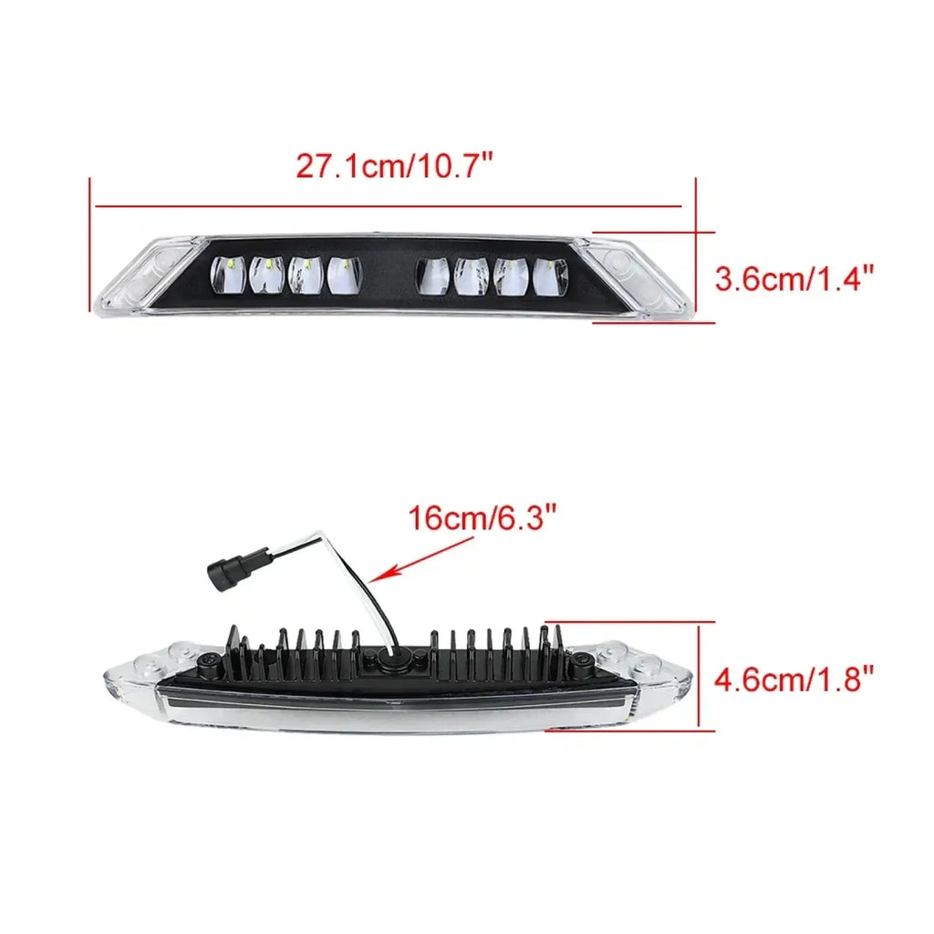 Clear rectangular led light bar with black housing and six white bulbs for Can-am Spyder Rt 2020-2022 auxiliary driving use