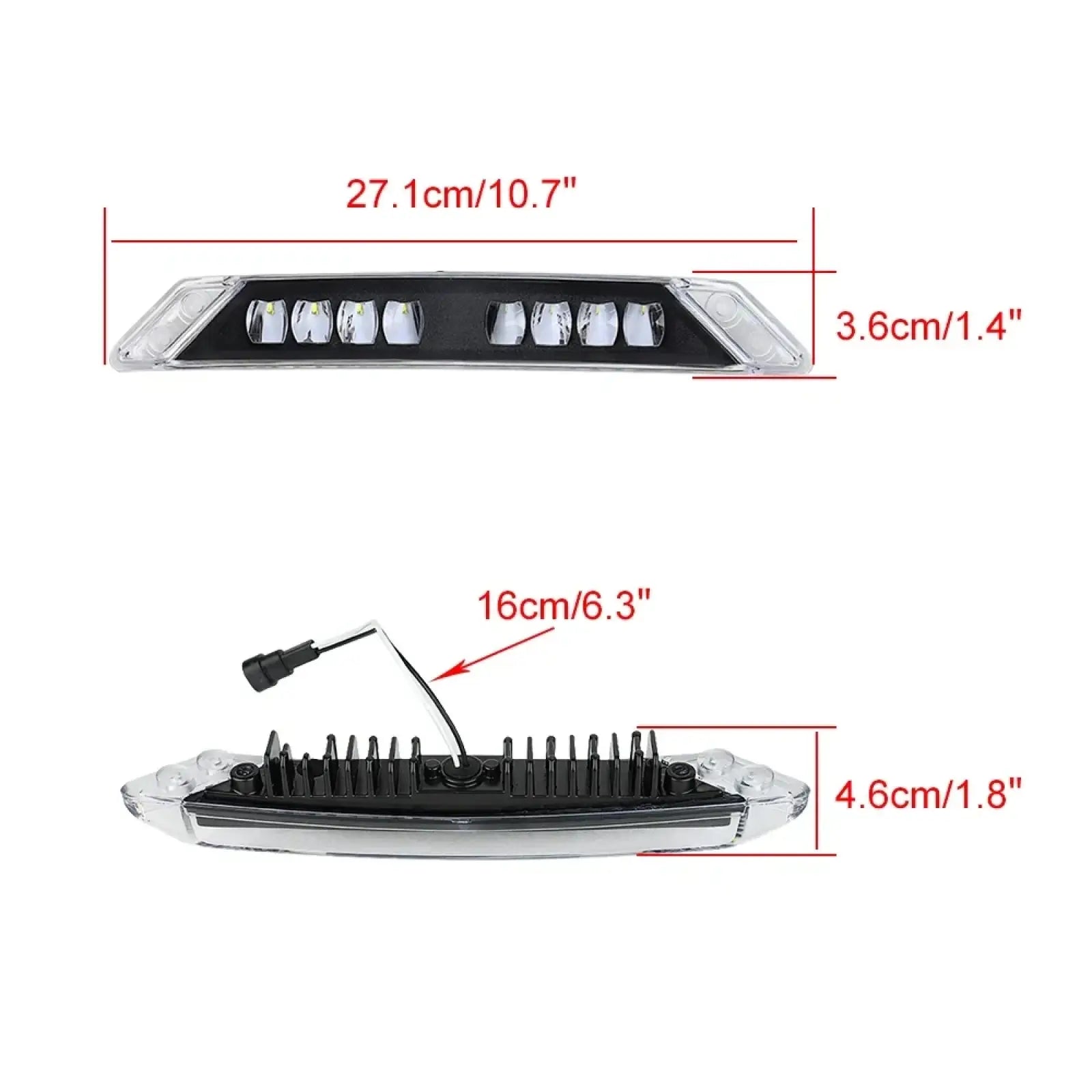 Clear rectangular led light bar with black housing and six white bulbs for Can-am Spyder Rt 2020-2022 auxiliary driving use