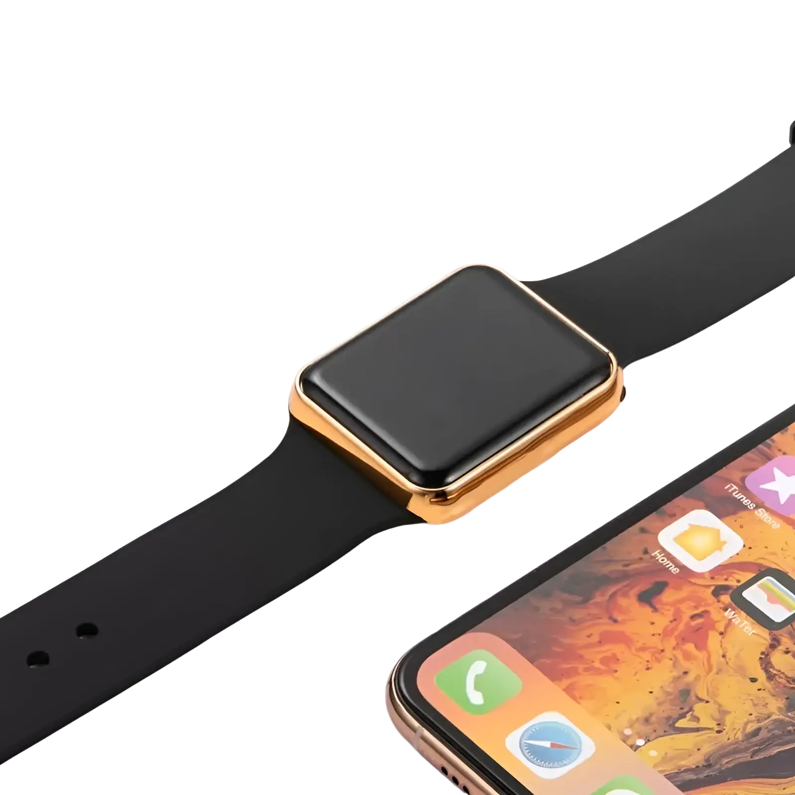 Gold-framed square led digital watch with black silicone strap suitable for everyday use and sports activities
