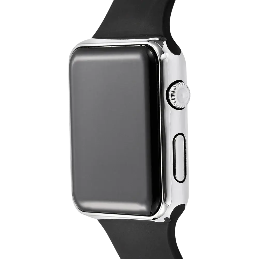 Silver-finished square led digital watch with black silicone strap and rounded rectangular screen for daily wear