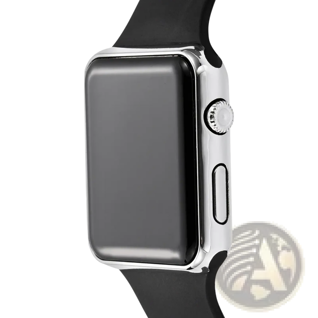Silver-finished square led digital watch with black silicone strap and rounded rectangular screen for daily wear