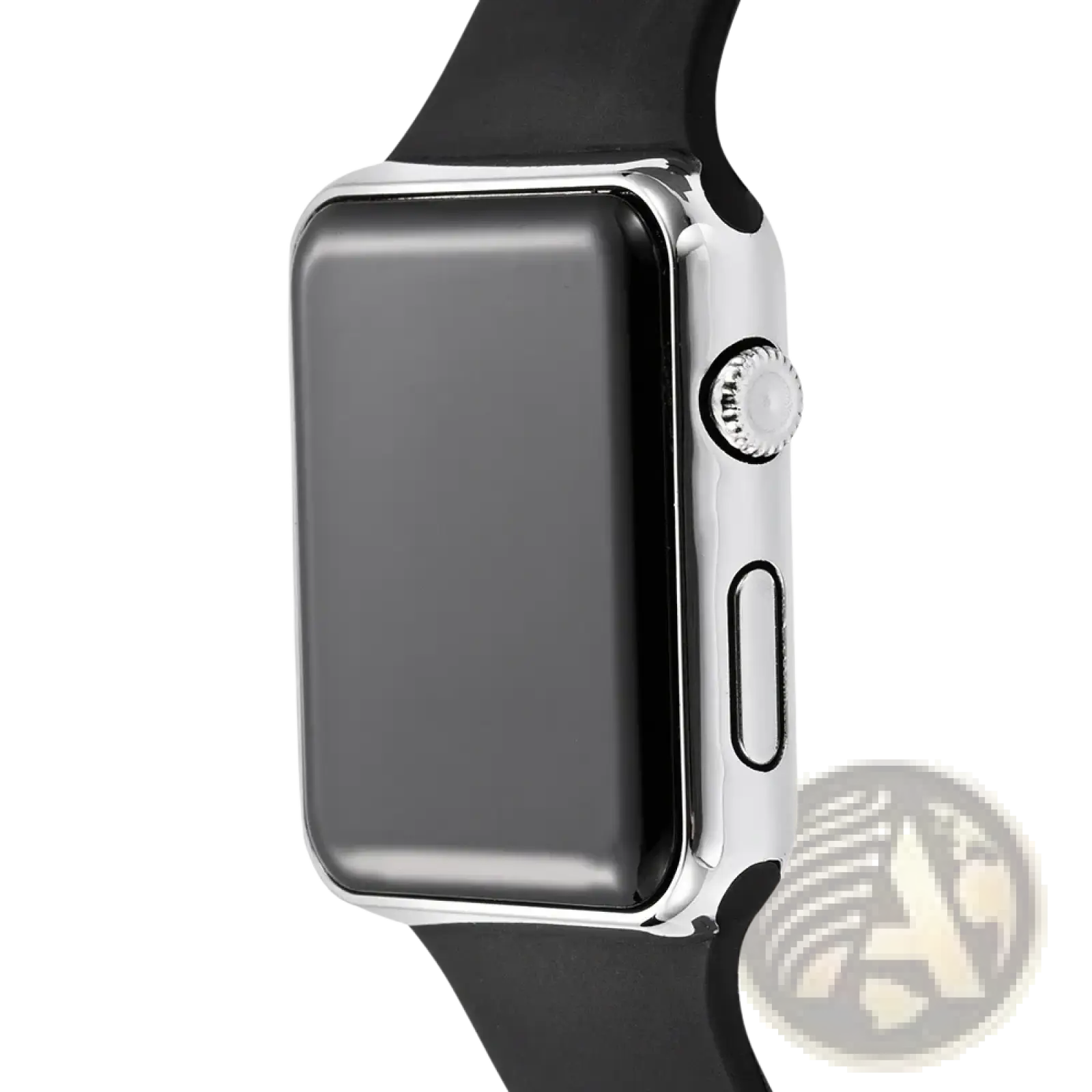 Silver-finished square led digital watch with black silicone strap and rounded rectangular screen for daily wear