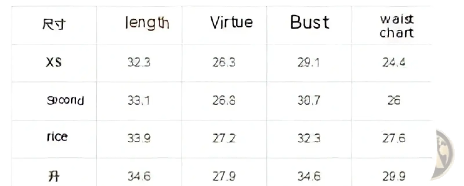 Size chart displaying length bust waist measurements for square neck lantern sleeve slim mini dress in various sizes