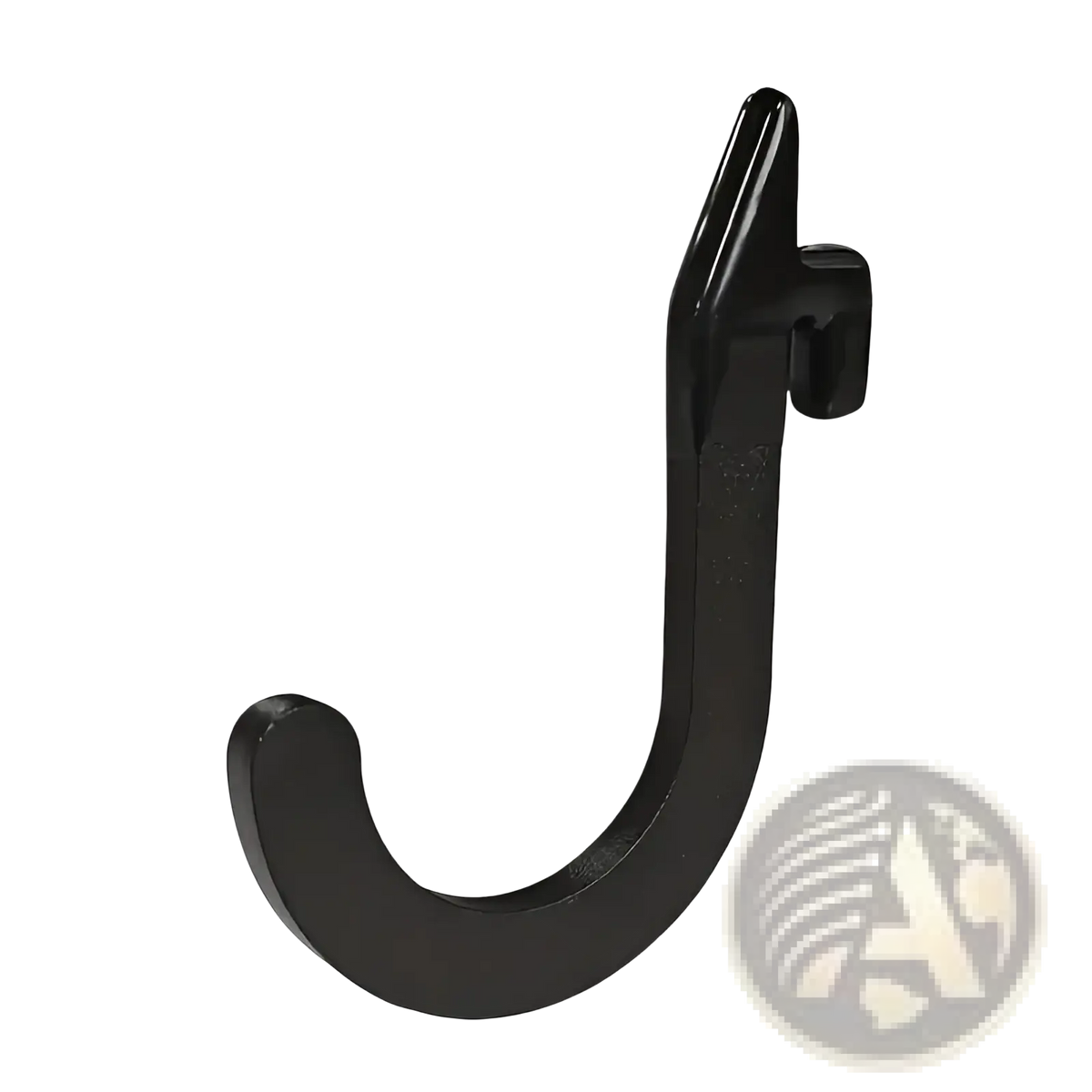 Black metal squat rack barbell storage j-hook with smooth glossy finish and sturdy curved design for secure holding