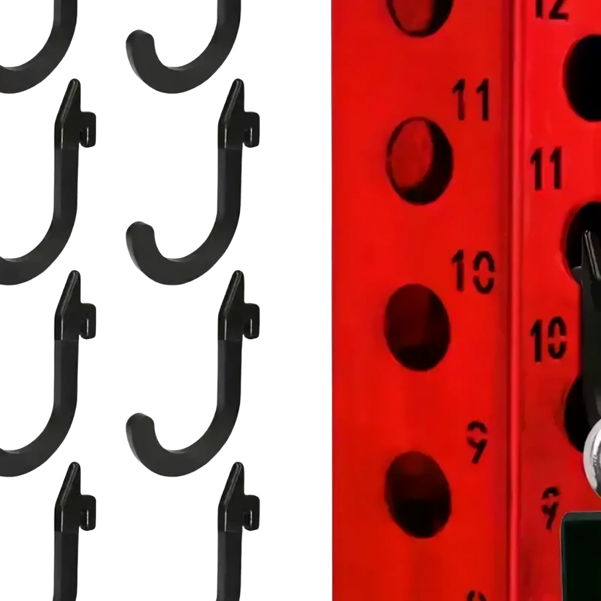 Black plastic j-hooks heavy duty squat rack storage hooks for wall mounting weight holder use
