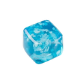 Translucent blue squishy snowflake ice cube with white patterns measuring 3cm for sensory fidget toy use