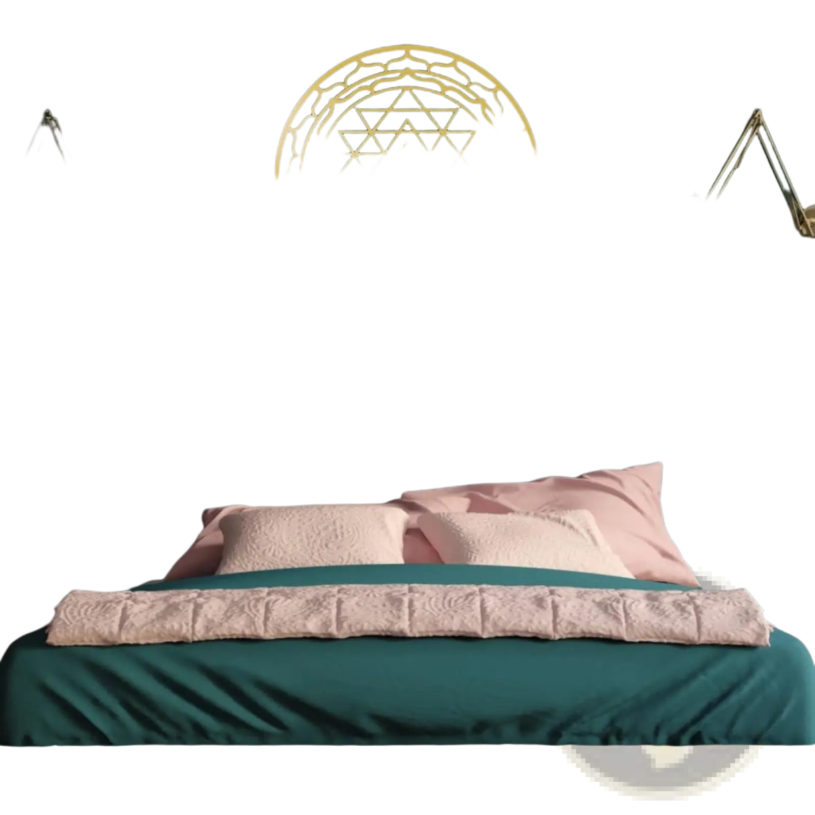 Golden sri yantra sacred geometry metal wall art decor with intricate geometric design for spiritual home decoration