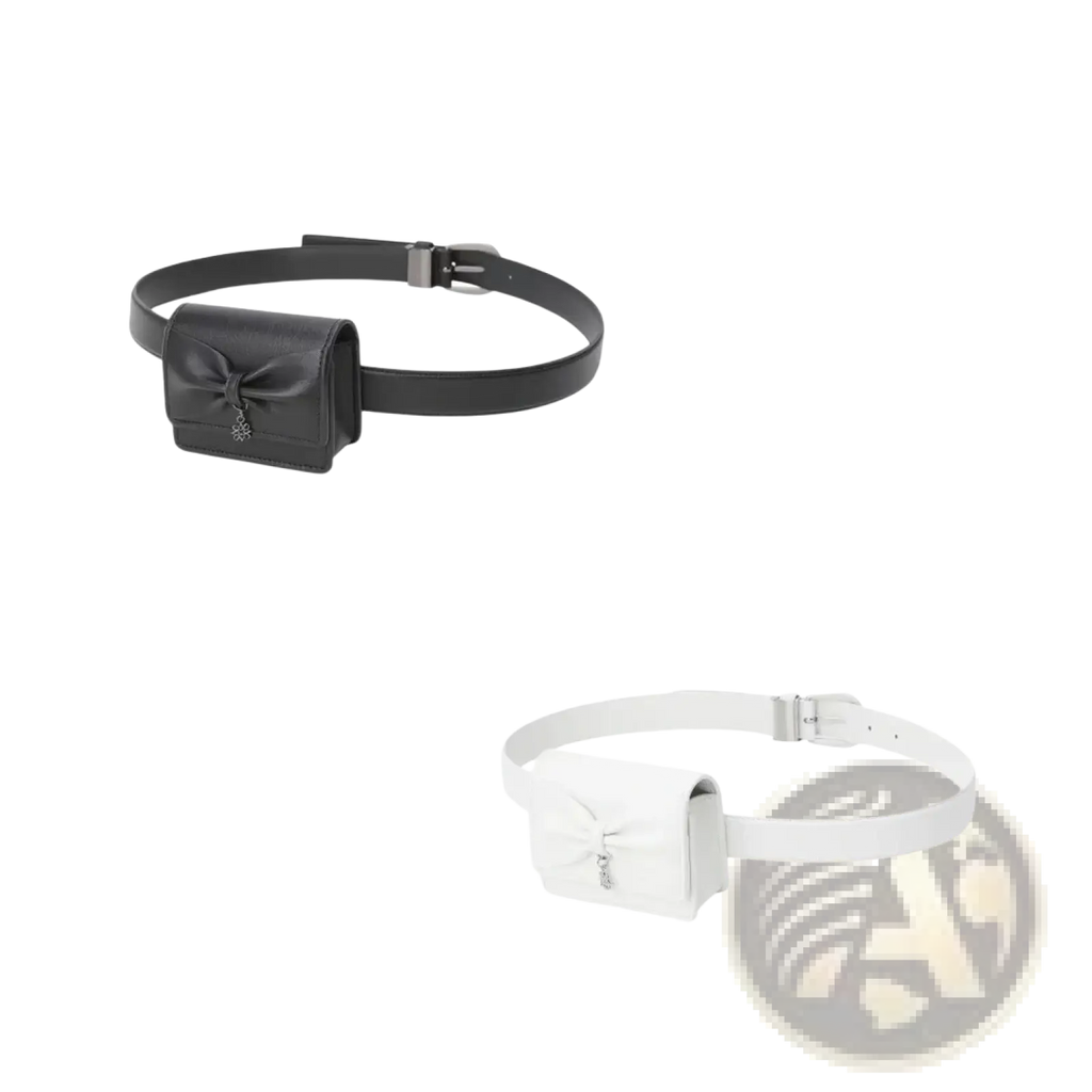 Black and white leather belt bags with bow closures in solid nylon st andrews women waist fanny pack design