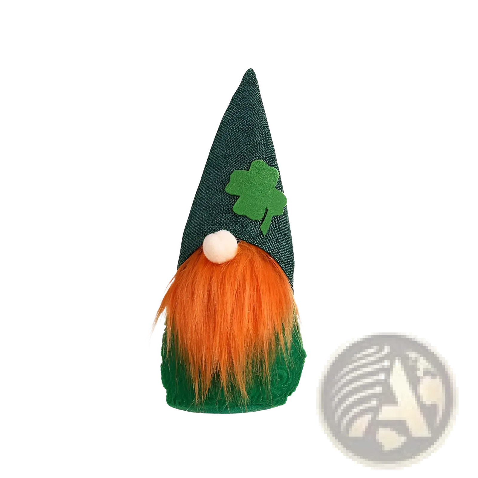 A plush St. Patrick’s Day leprechaun gnome doll in green attire made of soft fabric for festive decoration
