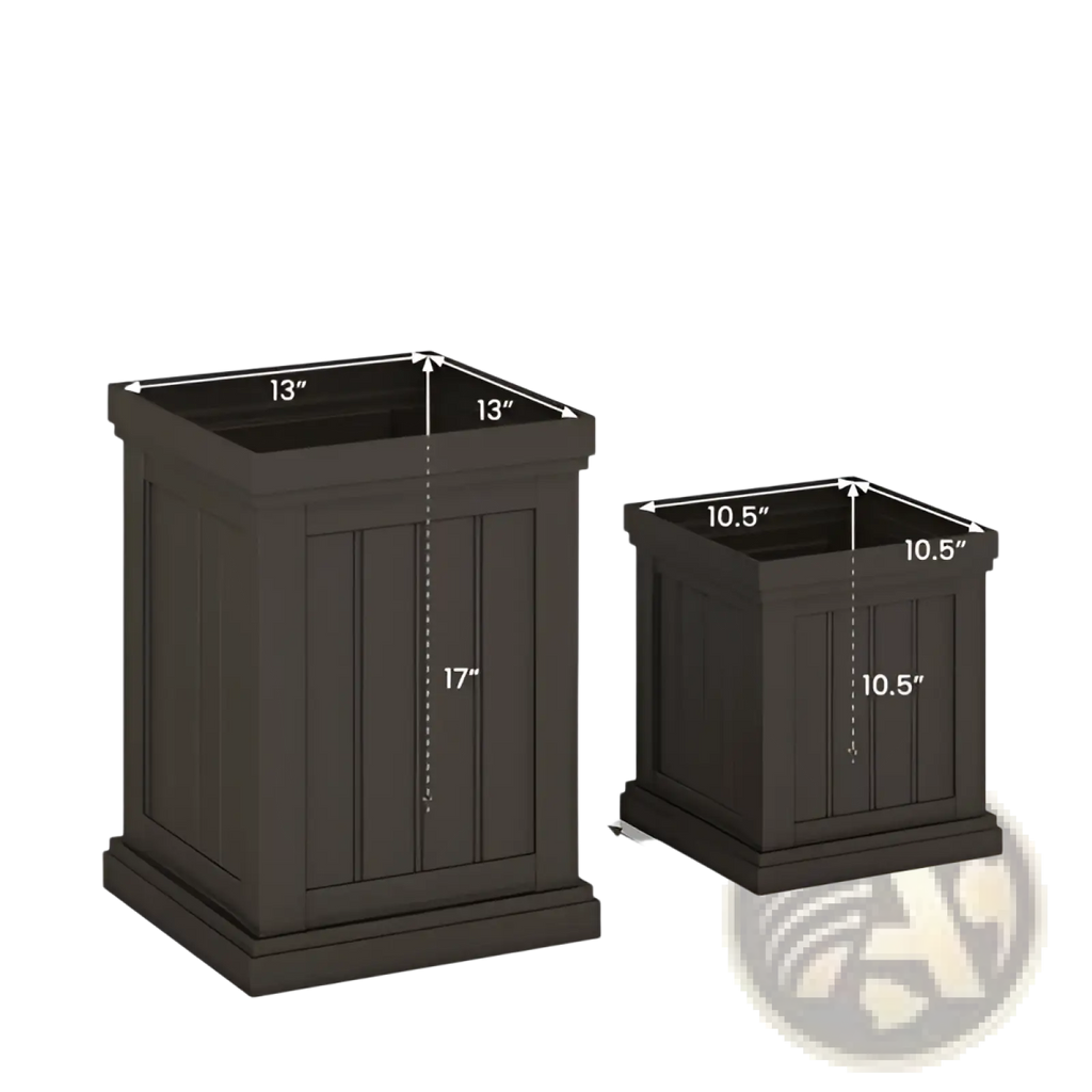 Dark brown rectangular stackable pp planter with vertical paneling sturdy base and efficient drainage holes