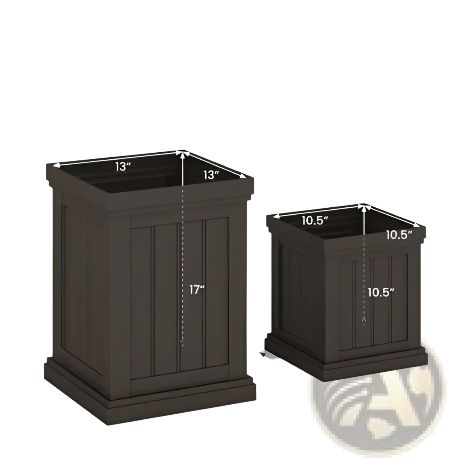 Dark brown rectangular stackable pp planter with vertical paneling sturdy base and efficient drainage holes