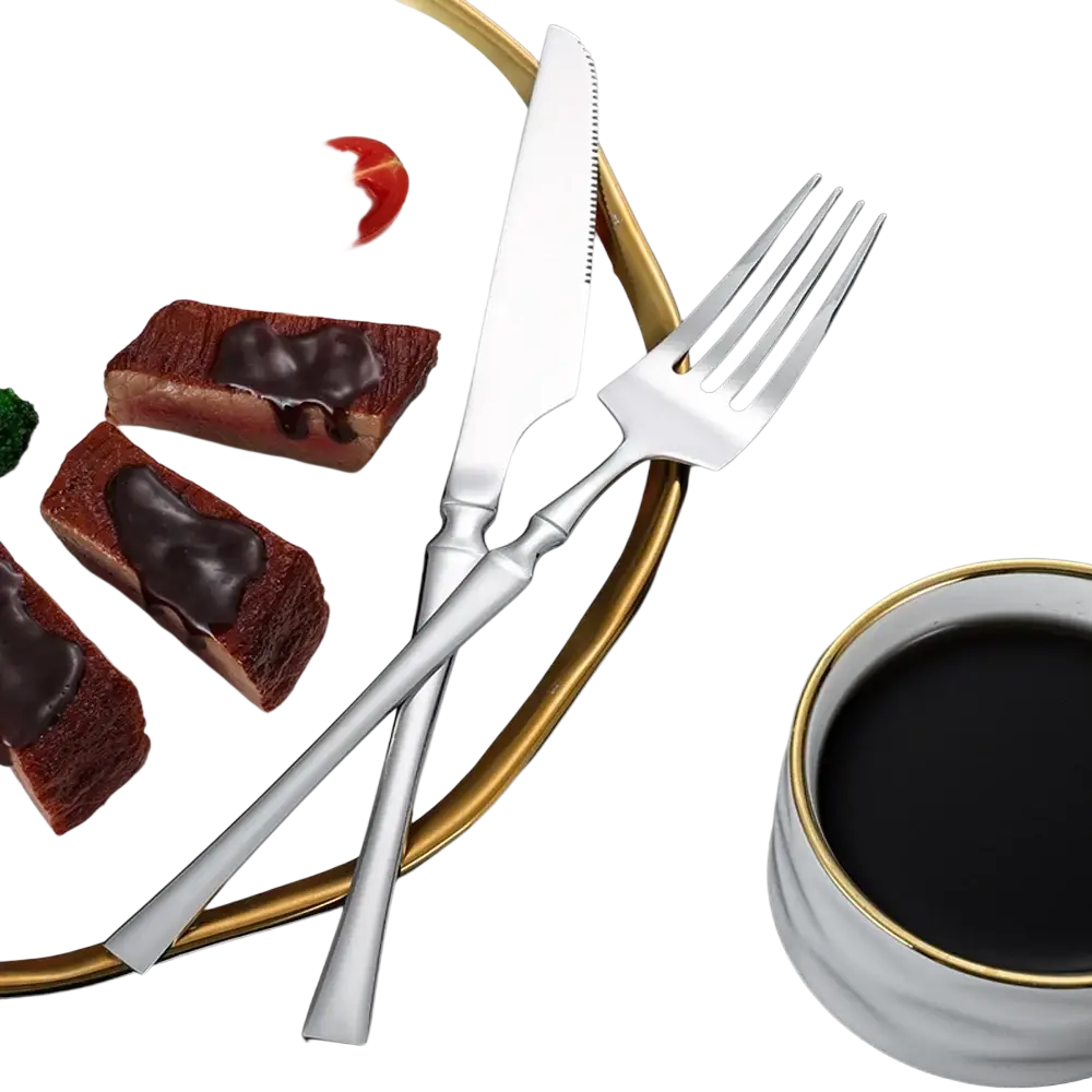 Stainless Steel 24piece cutlery set featuring polished handles and sharp edges in a sleek modern stainless steel design