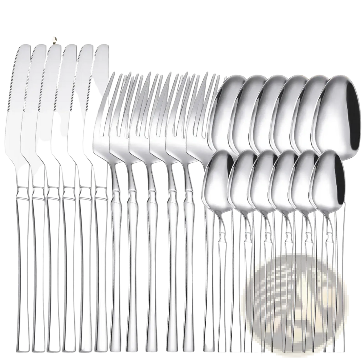 Set of stainless steel 24piece cutlery with sleek modern design for dining and kitchen use