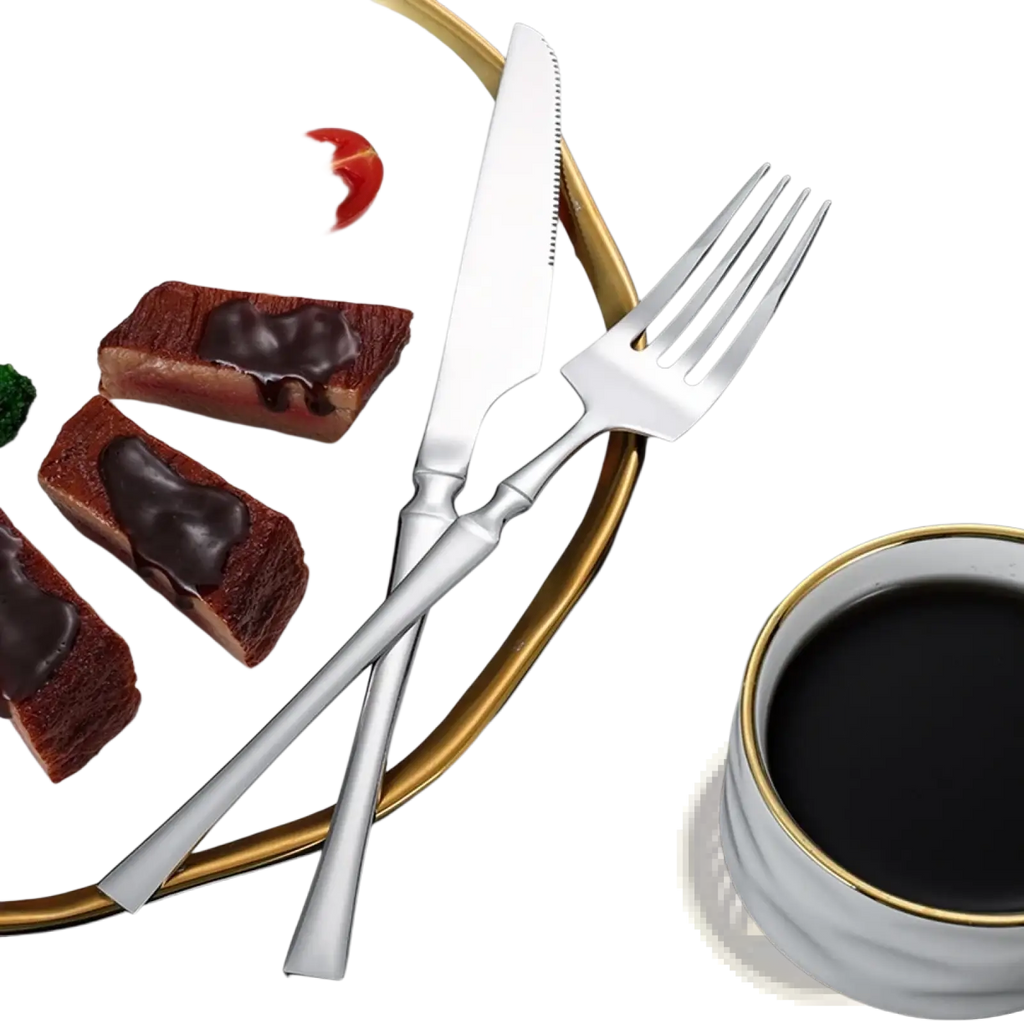 Stainless Steel 24piece cutlery set featuring polished handles and sharp edges in a sleek modern stainless steel design