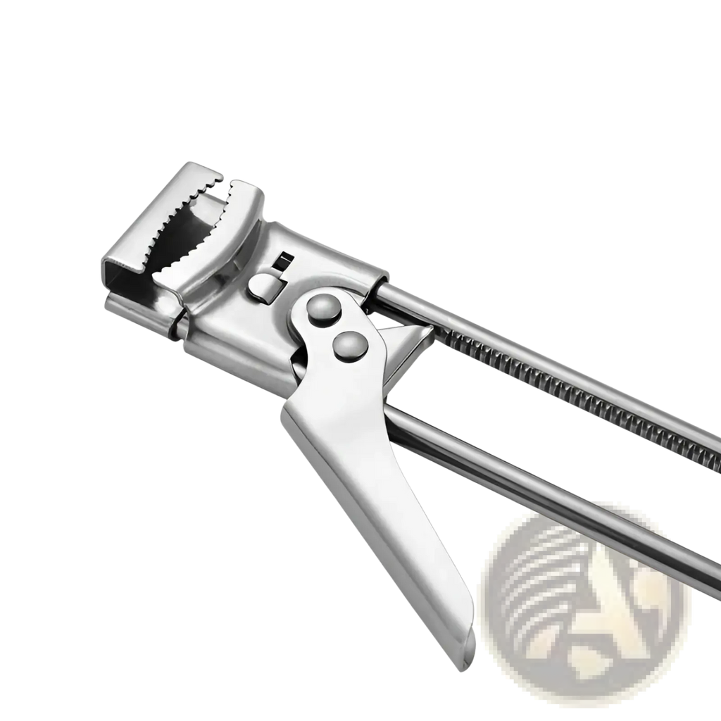 Stainless steel adjustable jar and bottle opener with sleek ergonomic design and textured handles for grip