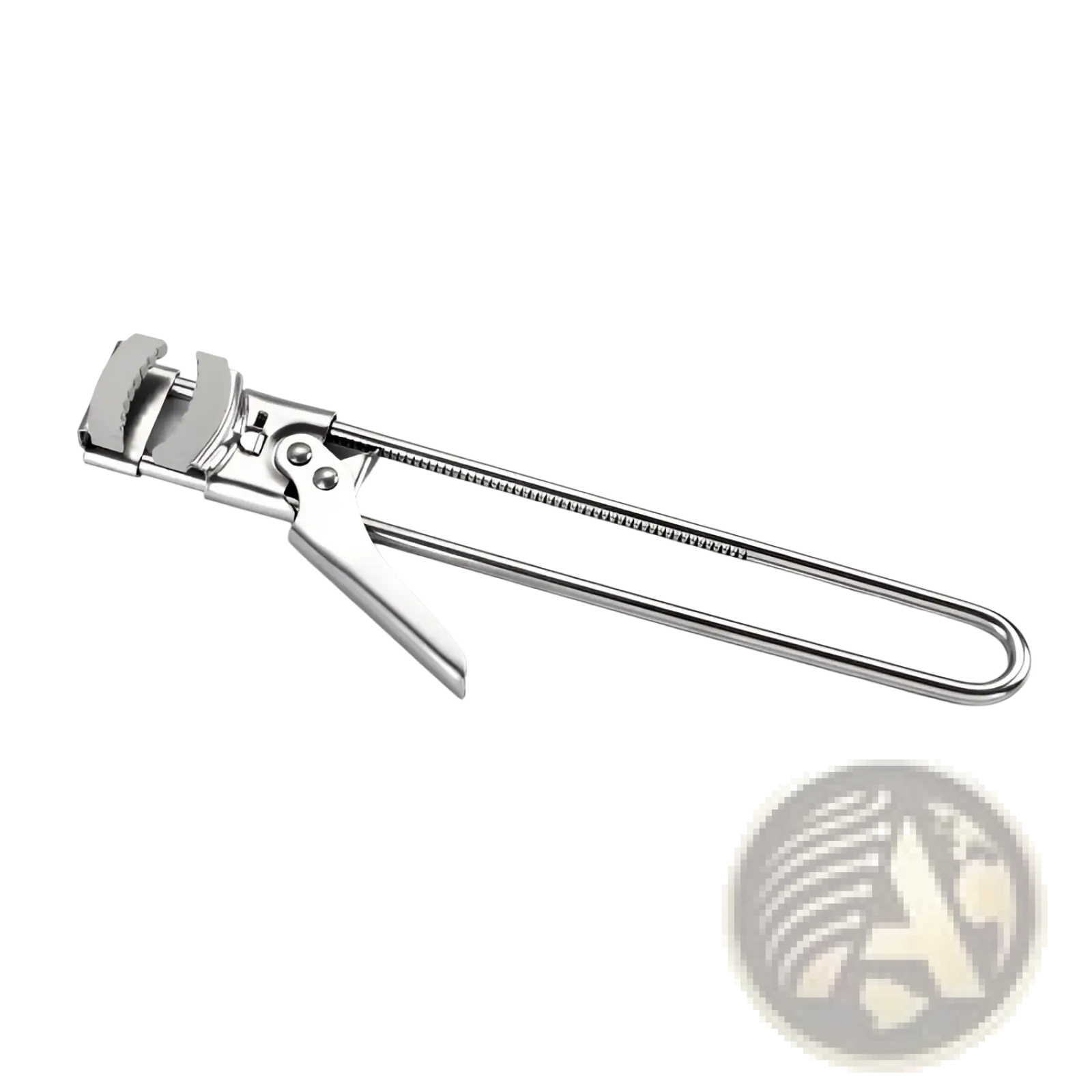 Stainless steel adjustable jar and bottle opener with sleek elongated handle and adjustable jaw mechanism