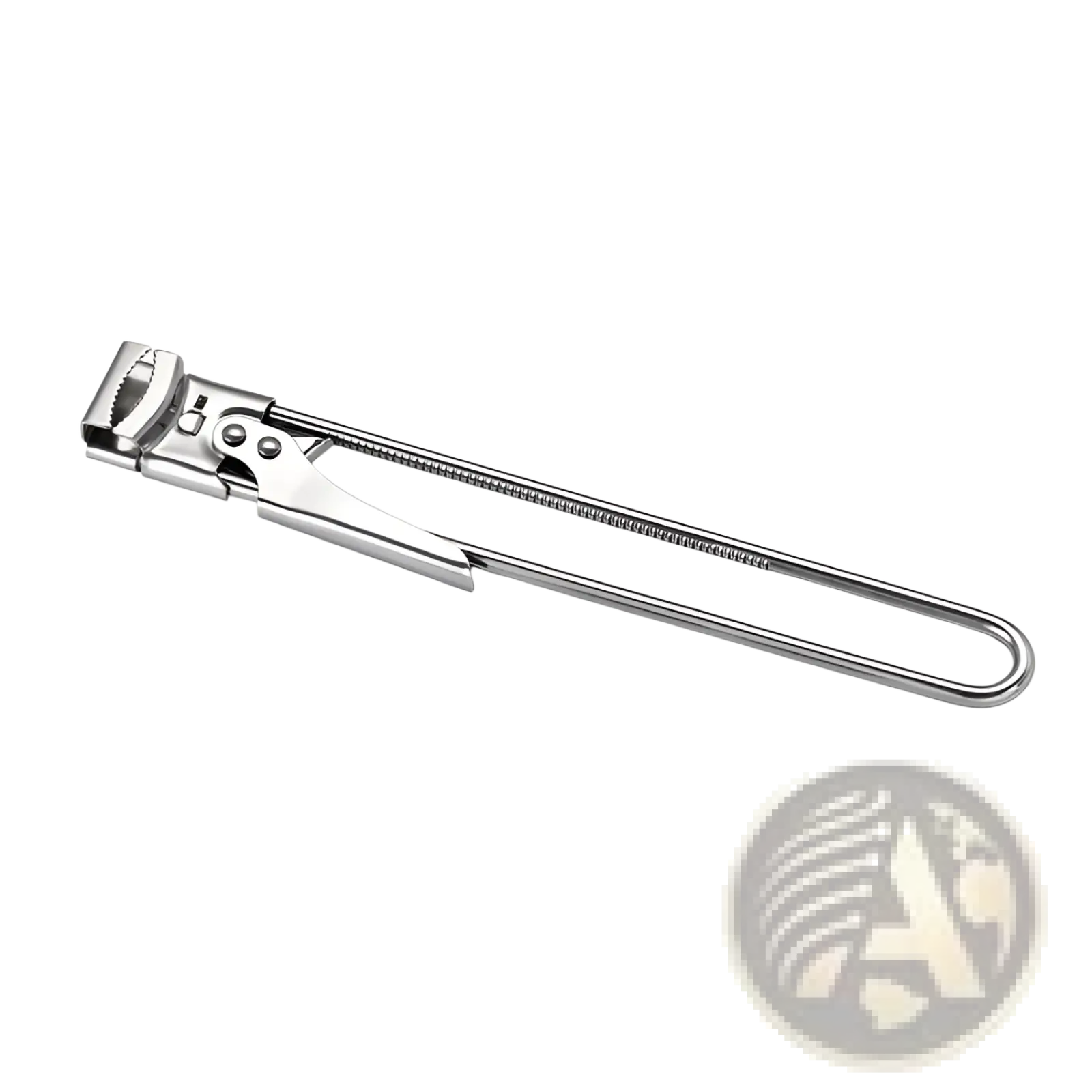 Stainless steel adjustable jar and bottle opener with polished metallic finish and ergonomic 23cm long handle design
