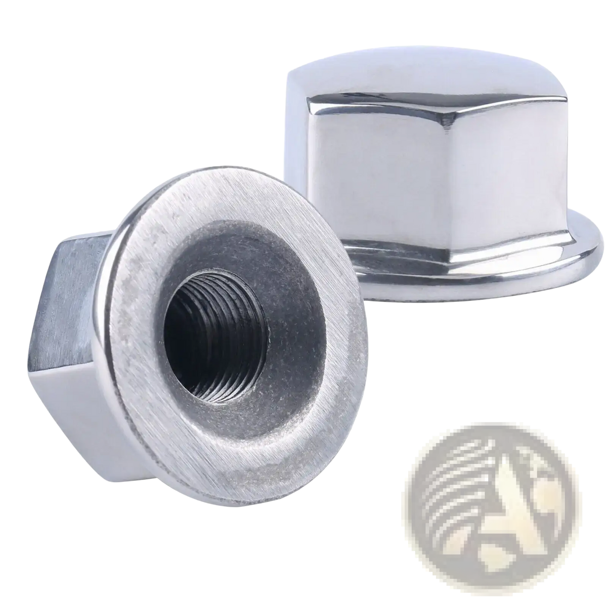 Shiny chrome-finished 5/8-18 hexagonal stainless steel lug nut for 13.5 inch stainless steel boat steering wheel