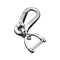 Shiny silver stainless steel carabiner car keychain with d-ring attachment for secure key organization