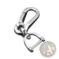 Shiny silver stainless steel carabiner car keychain with d-ring attachment for secure key organization