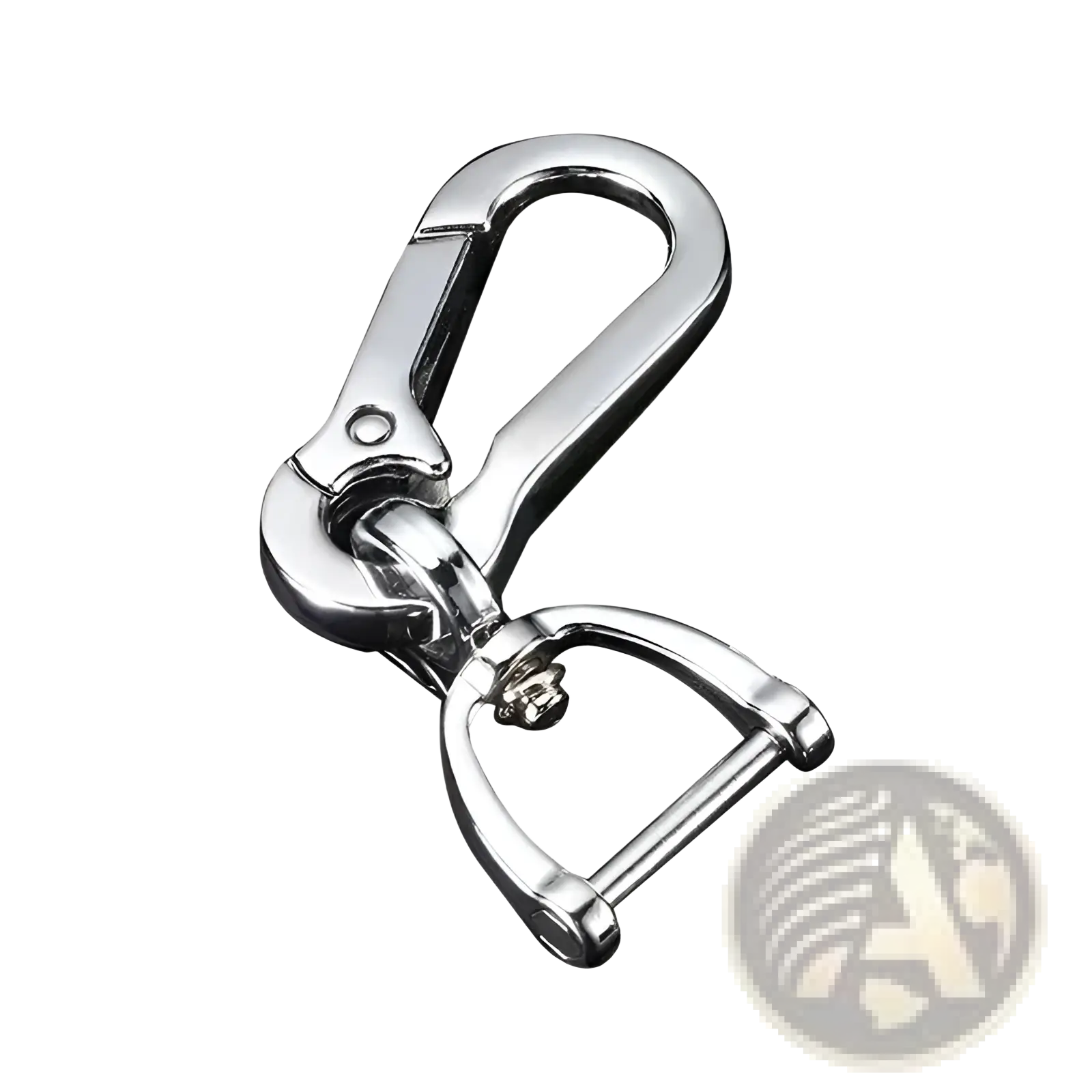 Shiny silver stainless steel carabiner car keychain with d-ring attachment for secure key organization