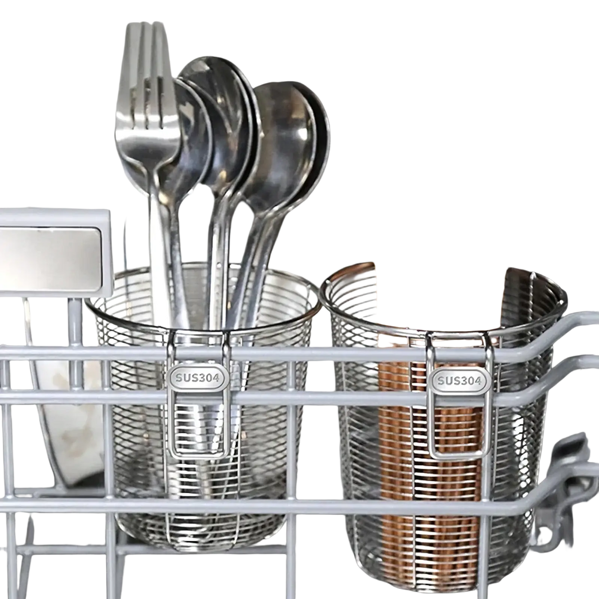Stainless steel chopstick holder and dishwasher basket made of sus304 mesh holding silverware and wooden chopsticks
