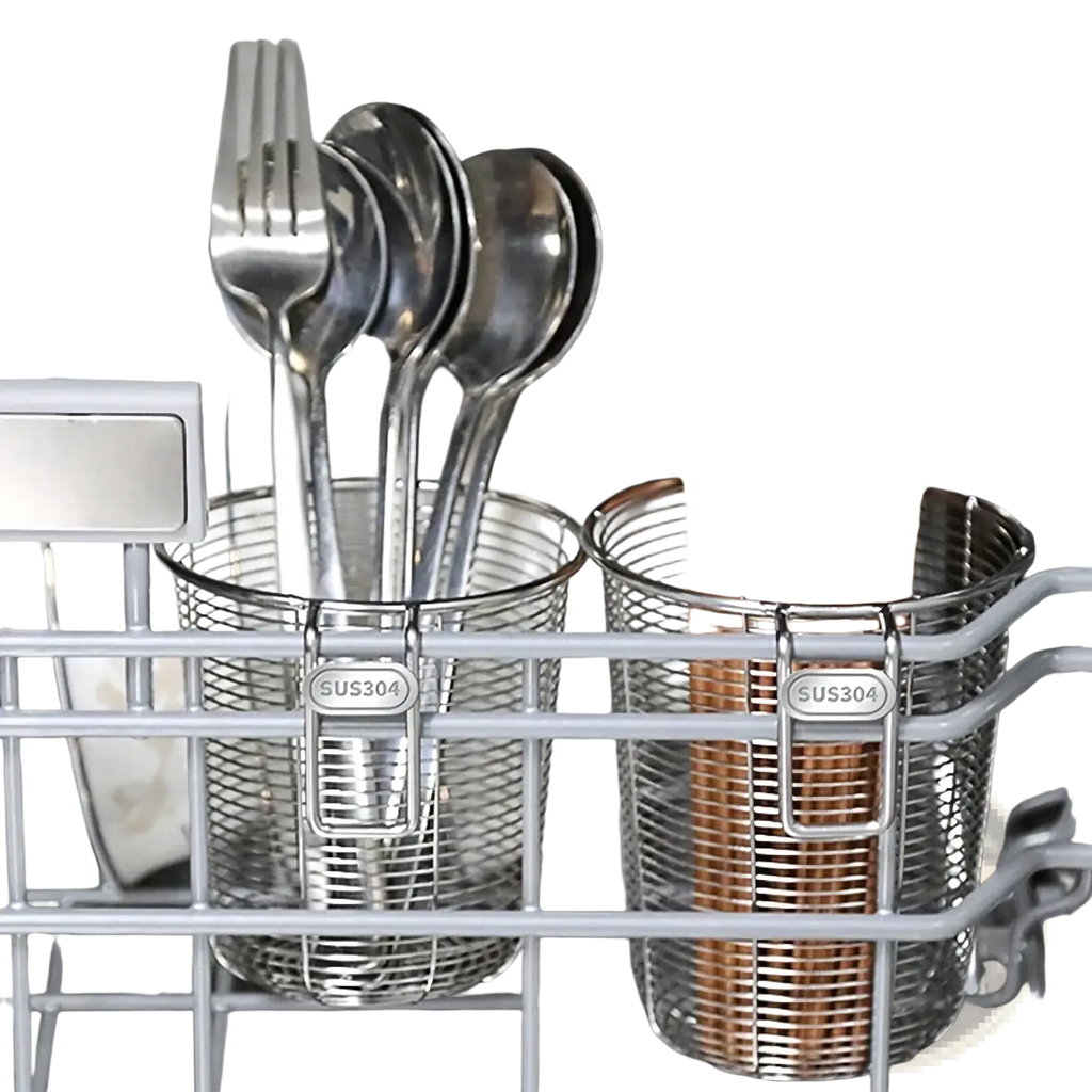 Stainless steel chopstick holder and dishwasher basket made of sus304 mesh holding silverware and wooden chopsticks