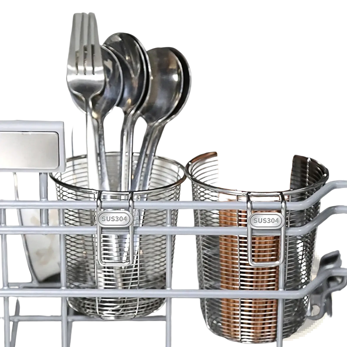 Stainless steel chopstick holder and dishwasher basket made of sus304 mesh holding silverware and wooden chopsticks
