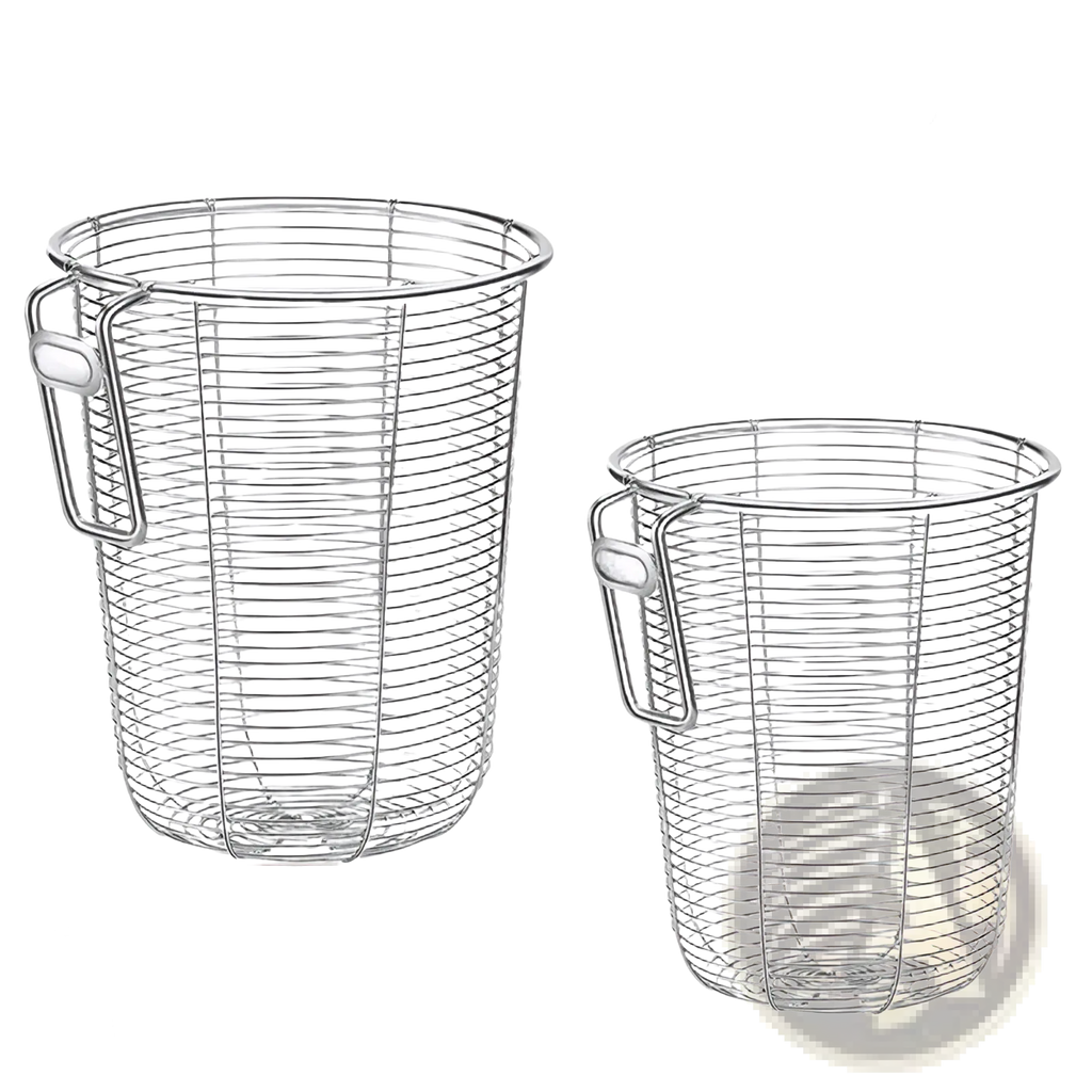 Stainless steel chopstick holder and utensil drainer with wire mesh design and sturdy handle for dishwasher storage