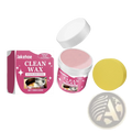 Pink jakehoe stainless steel cleaning paste in a white jar with matching lid and yellow sponge 50g