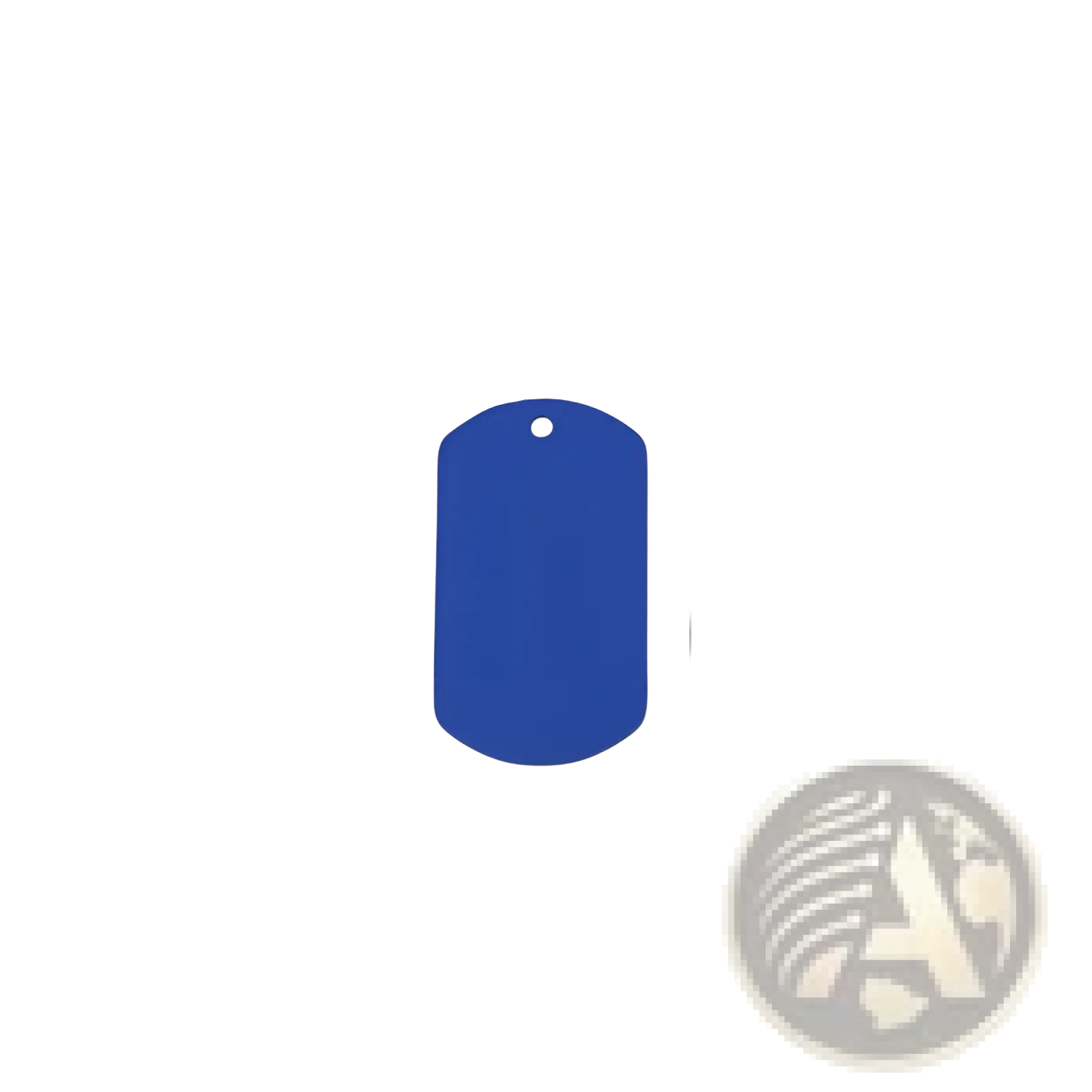 Solid blue stainless steel colored dog tag with rounded corners and hole for diy pet pendant use
