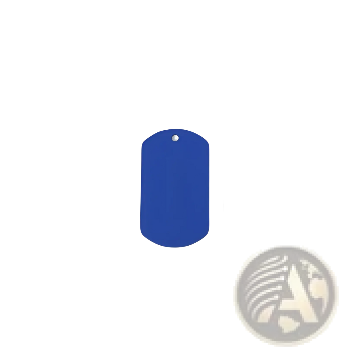 Solid blue stainless steel rectangular dog tag with rounded corners and hole for diy pet pendant use