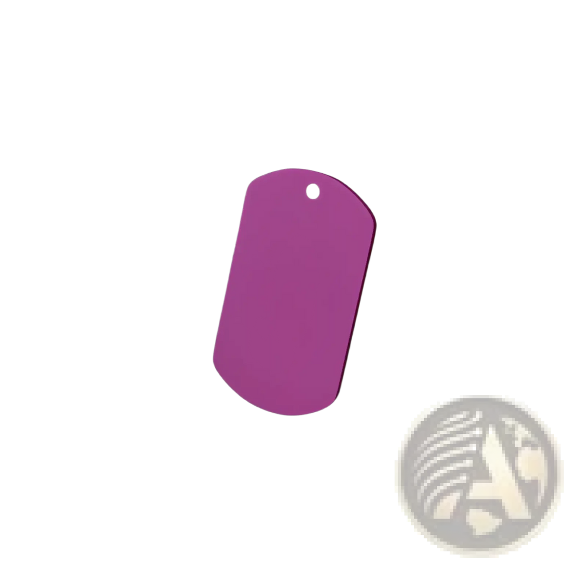 A vibrant pink stainless steel colored dog tag with a smooth metallic finish and rounded edges for pet pendant diy