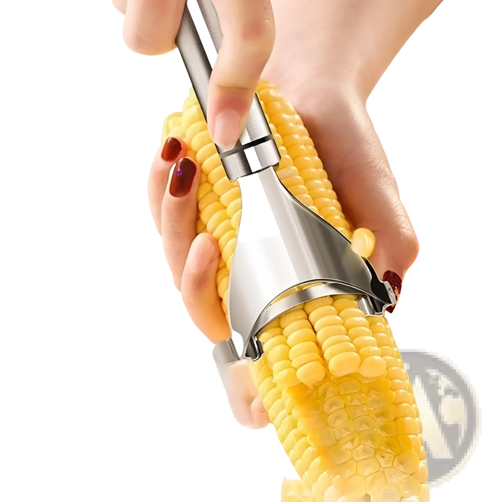 Stainless steel corn planer ergonomic sheller tool with sleek modern design and durable silver metal finish