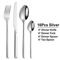 Stainless steel cutlery set mirror finish flatware with shiny polished surfaces and modern minimalist sleek handles