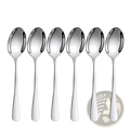 Set of six polished stainless steel teaspoons with sleek curved handles from modern flatware cutlery set
