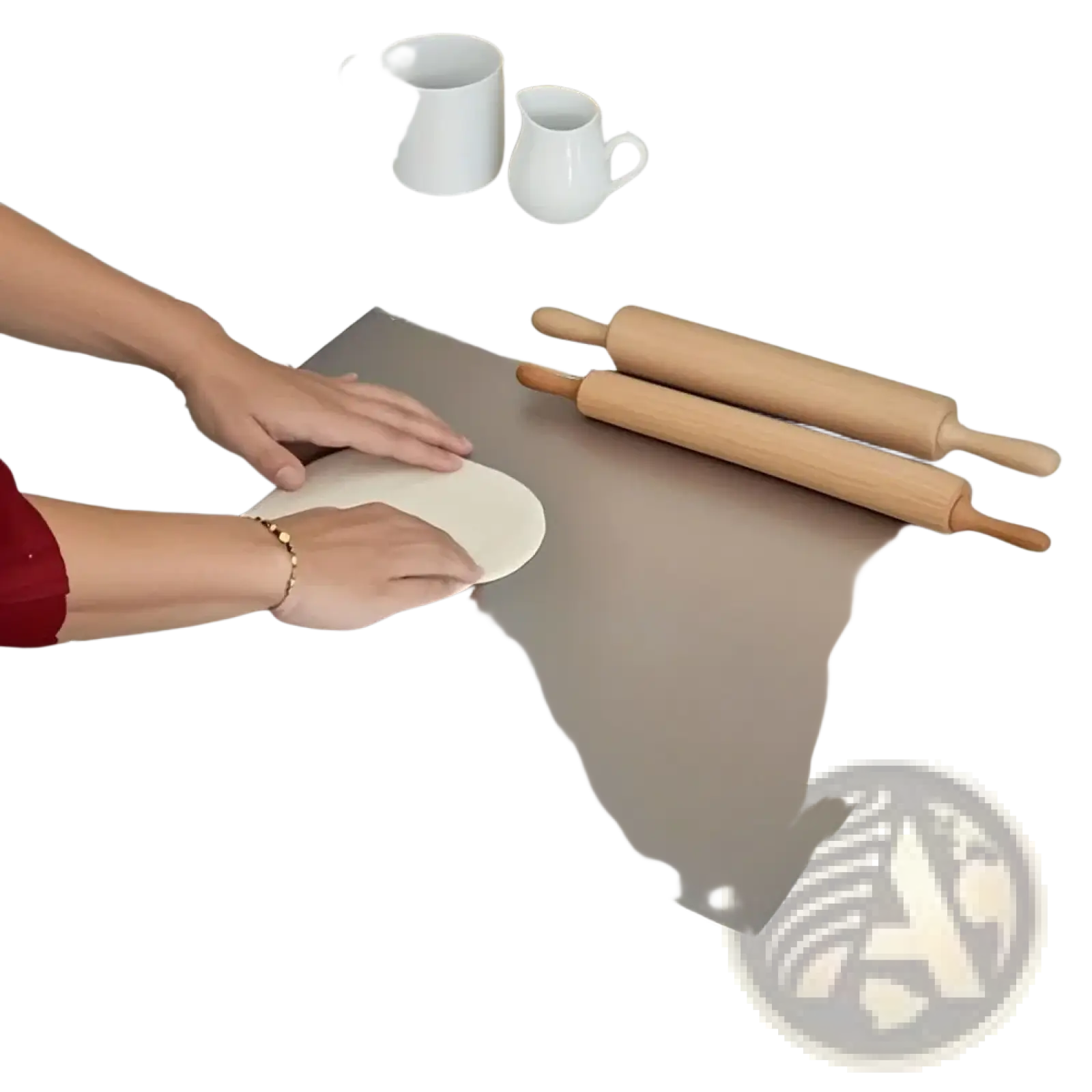 Rectangular stainless steel rolling pin mat 40cm by 30cm for use with stainless steel cutting board with lip and sealed lid