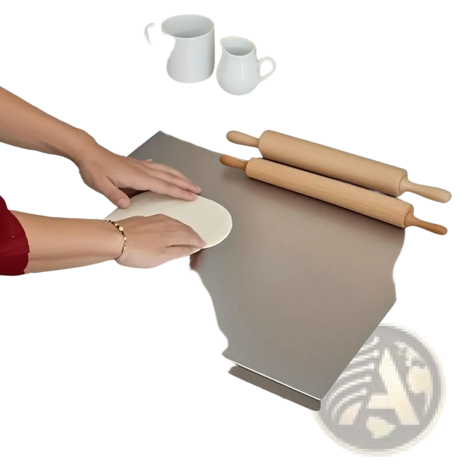 Rectangular stainless steel pizza dough rolling mat 40cm by 60cm with lip and sealed lid for cutting board use