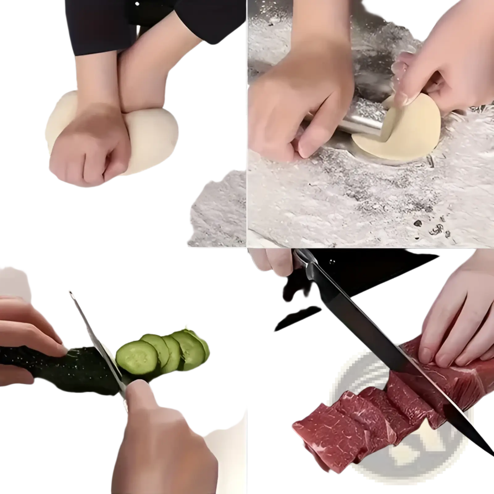 White dough being rolled out on a floured surface on a stainless steel cutting board with lip xxl 304 metal